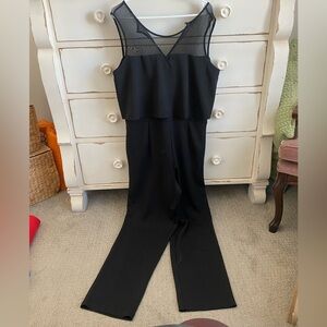 Enfocus Studio Black Mesh Detail Jumpsuit